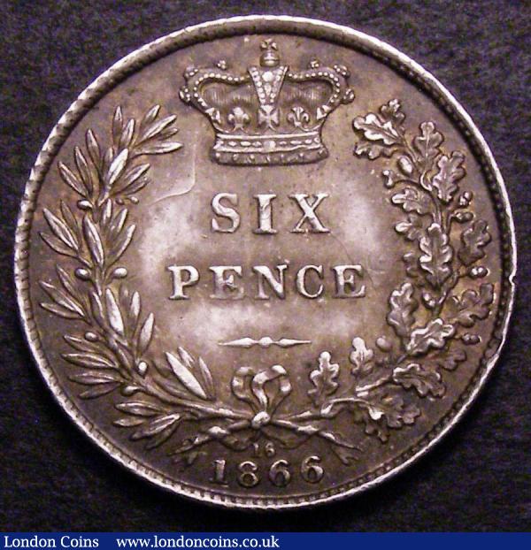 Sixpence 1866 ESC 1715 Die Number 16 A/UNC nicely toned with minor cabinet friction : English Coins : Auction 148 : Lot 2390
