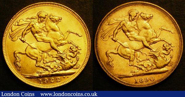 Sovereigns (2) 1890 F/GF and 1922 P VF : English Coins : Auction 148 : Lot 2537