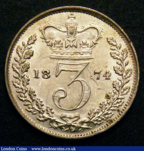 Threepence 1874 ESC 2080 GEF : English Coins : Auction 148 : Lot 2560