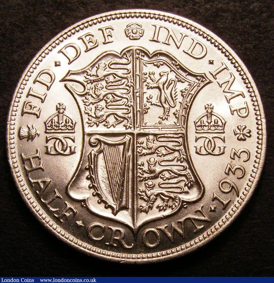 London Coins : A148 : Lot 2691 : Halfcrown 1933 Larger Reverse Design (28.5mm) ESC 782 Davies 1710 Choice UNC with practically full l...