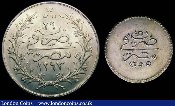 Egypt 10 Qirsh AH1293 Year 29 KM295 Unc with original mint brilliance, and Qirsh AH1255 Year 15 KM EF with a pleasant tone : World Coins : Auction 148 : Lot 688