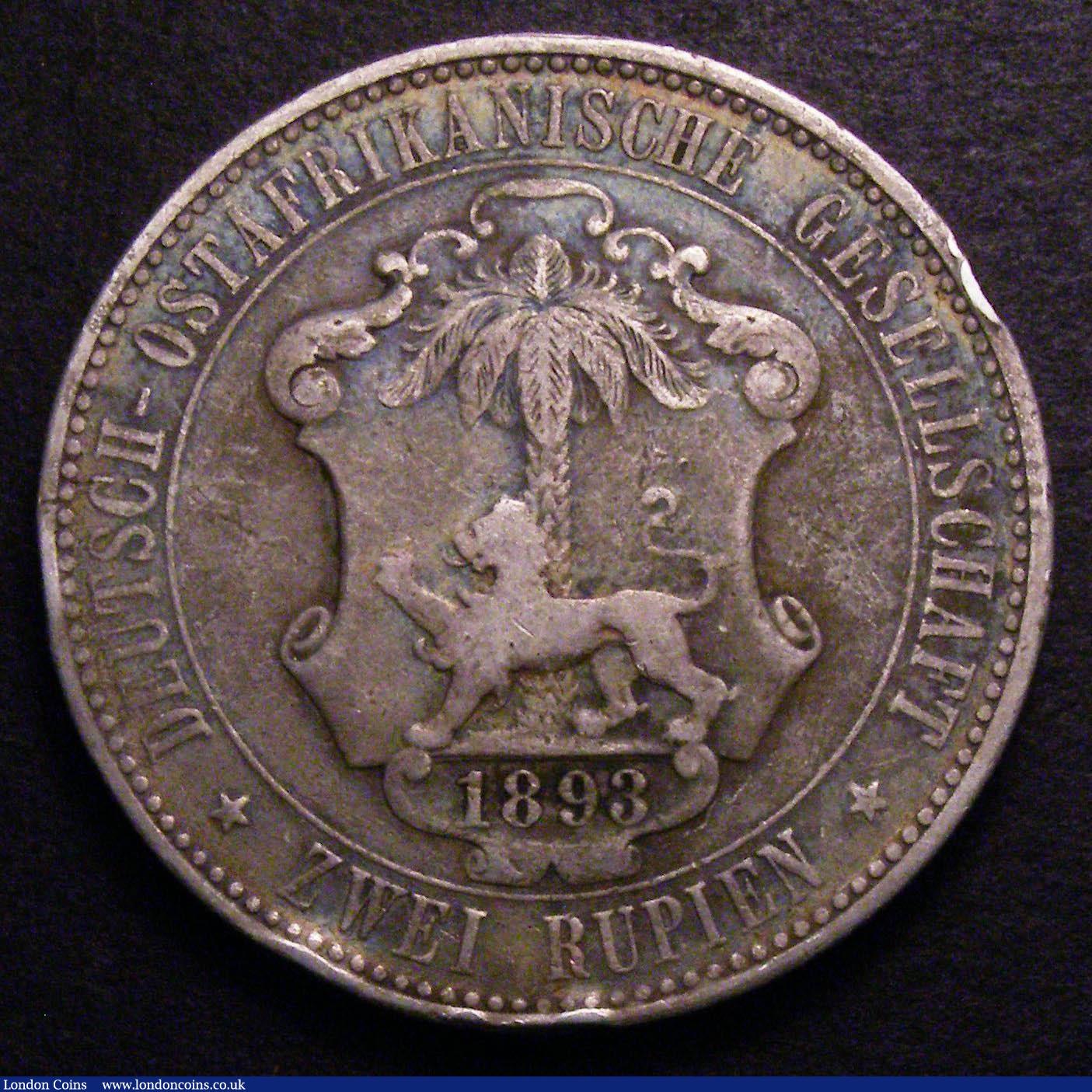 London Coins : A148 : Lot 703 : German East Africa 2 Rupien 1893 KM#5 Fine with some edge bruises