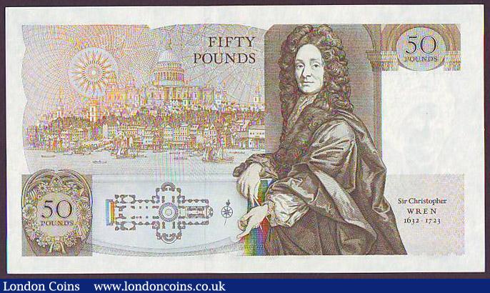 London Coins : A148 : Lot 71 : Fifty pounds Somerset B352 issued 1981 first series A01 812129, Christopher Wren on reverse, UNC