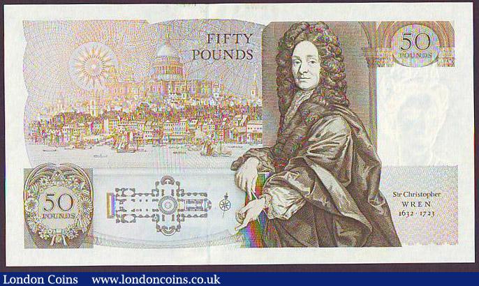 London Coins : A148 : Lot 73 : Fifty Pounds Kentfield B361 issued 1991 low number first run E01 000198, tiny counting flick at bott...