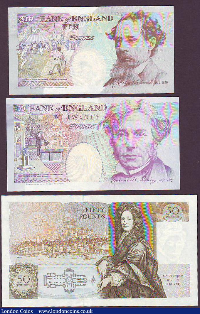 London Coins : A148 : Lot 74 : Fifty Pounds Kentfield B361 issued 1991 low number first run E01 000445, about UNC, also Kentfield &...
