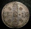 London Coins : A148 : Lot 1675 : Crown 1732 Roses and Plumes SEXTO edge ESC 117, GEF and attractively toned, slabbed and graded CGS 7...