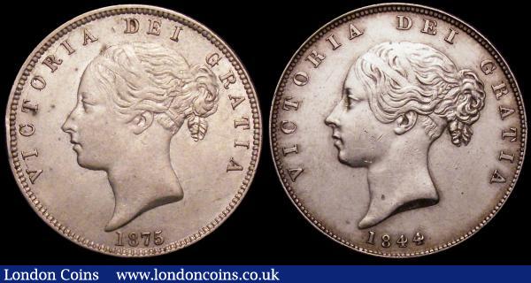 Halfcrowns (2) 1844 ESC 677 GVF with some surface marks and hairlines, 1875 ESC 696 EF with some contact marks : English Coins : Auction 149 : Lot 2273