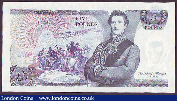London Coins : A149 : Lot 157 : Five pounds Page B336 issued 1973 fun number AZ01 890089, Pick378b, UNC
