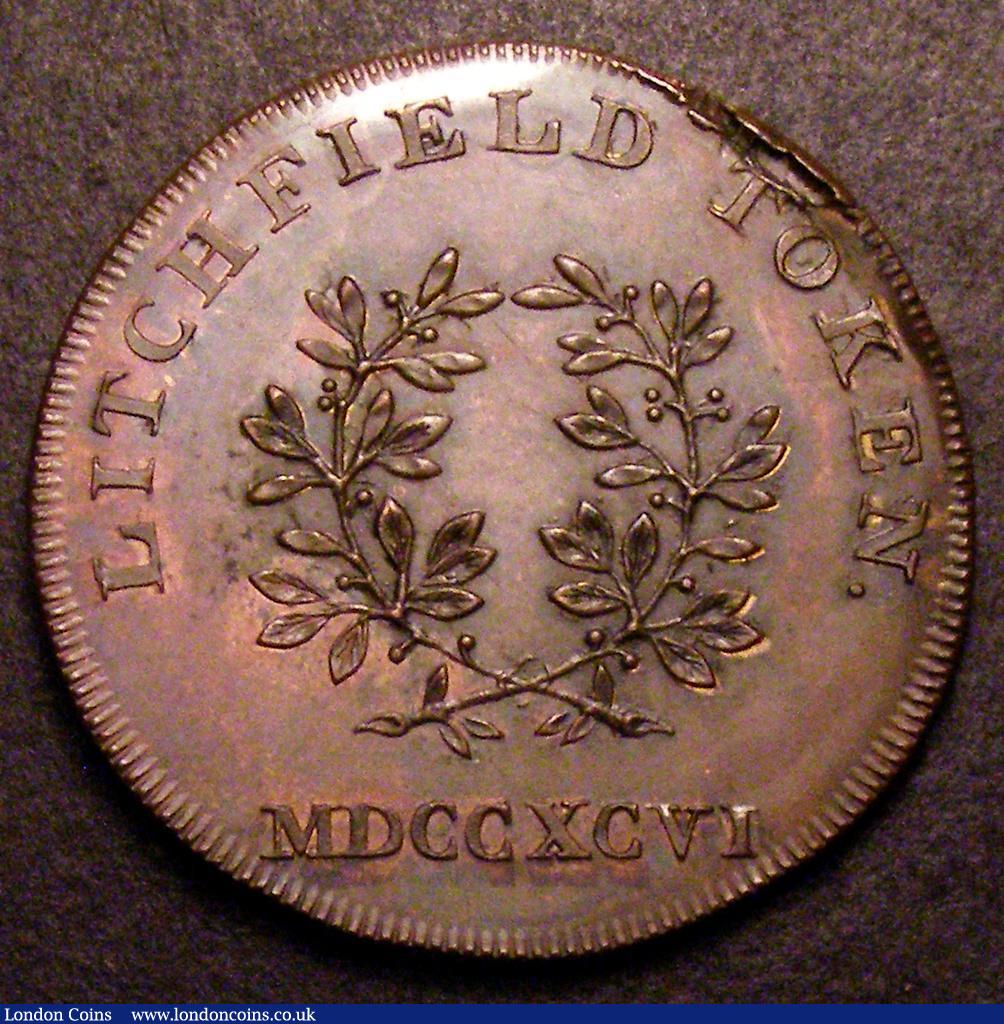 London Coins : A149 : Lot 816 : Halfpenny 18th Century Staffordshire 1796 Lichfield, Dr.Samuel Johnson DH18 UNC with traces of lustr...