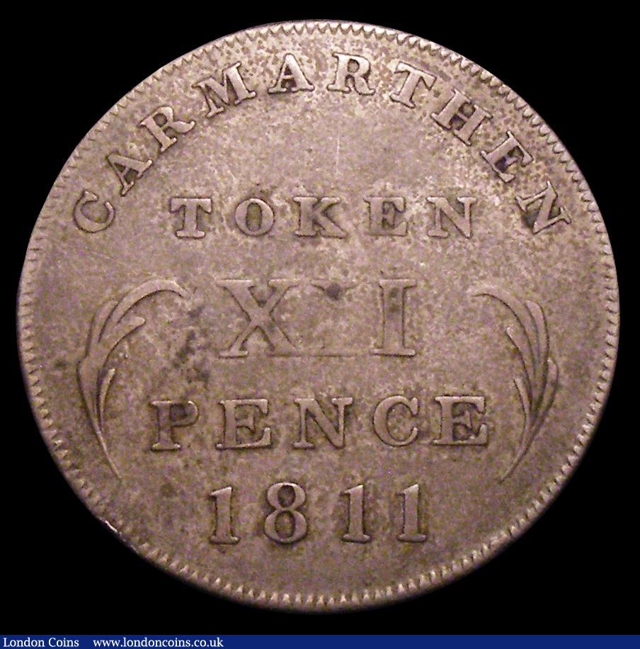 London Coins : A149 : Lot 839 : Shilling Carmarthenshire 1811 Three Berries, Davis 1 Fine/About Fine
