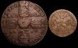 London Coins : A149 : Lot 1195 : Ireland (2) Crown 1690 Gunmoney S.6578 Fine or better, Sixpence 1689 Sepr: Gunmoney S.6583E Fine