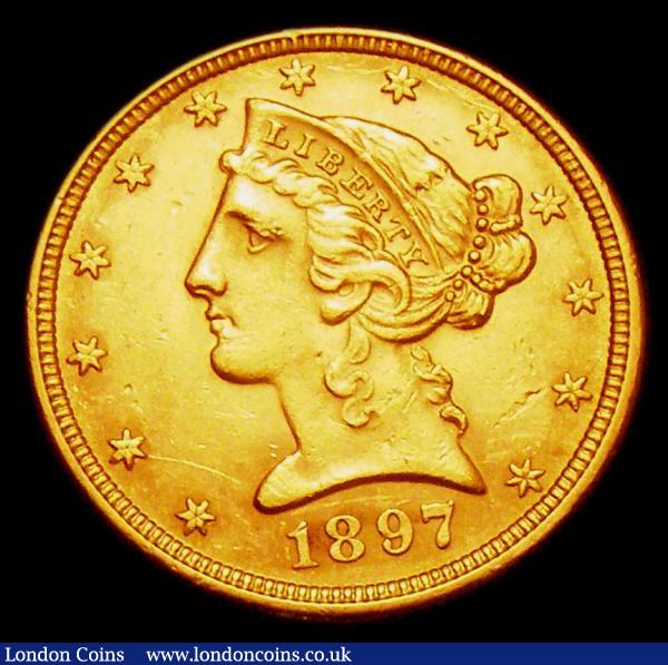 USA Five Dollars 1897 Breen 6763 GEF with some contact marks : World Coins : Auction 150 : Lot 1321