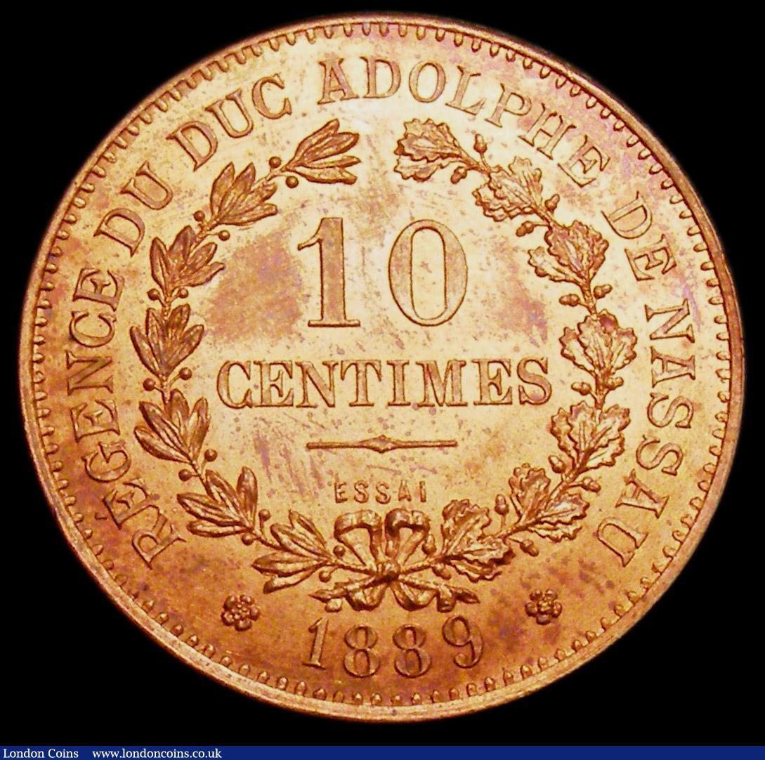 London Coins : A150 : Lot 1095 : Luxembourg 10 Cents 1889 Essai in copper KM#E15 Lustrous red Unc