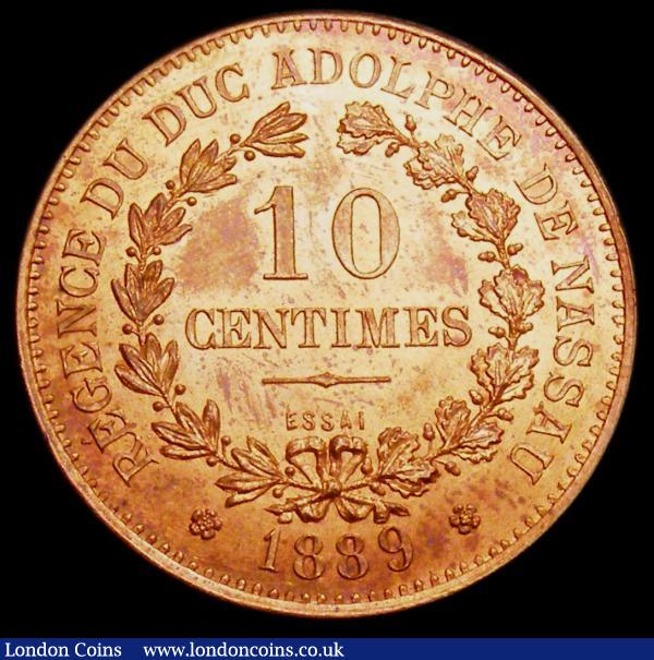 Luxembourg 10 Cents 1889 Essai in copper KM#E15 Lustrous red Unc : World Coins : Auction 150 : Lot 1095