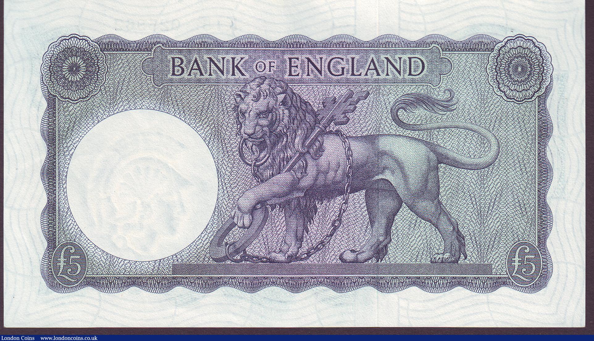 London Coins : A150 : Lot 110 : Five Pounds O'Brien B280 Helmeted Britannia at right, Lion & Key reverse issued 1961, last ...
