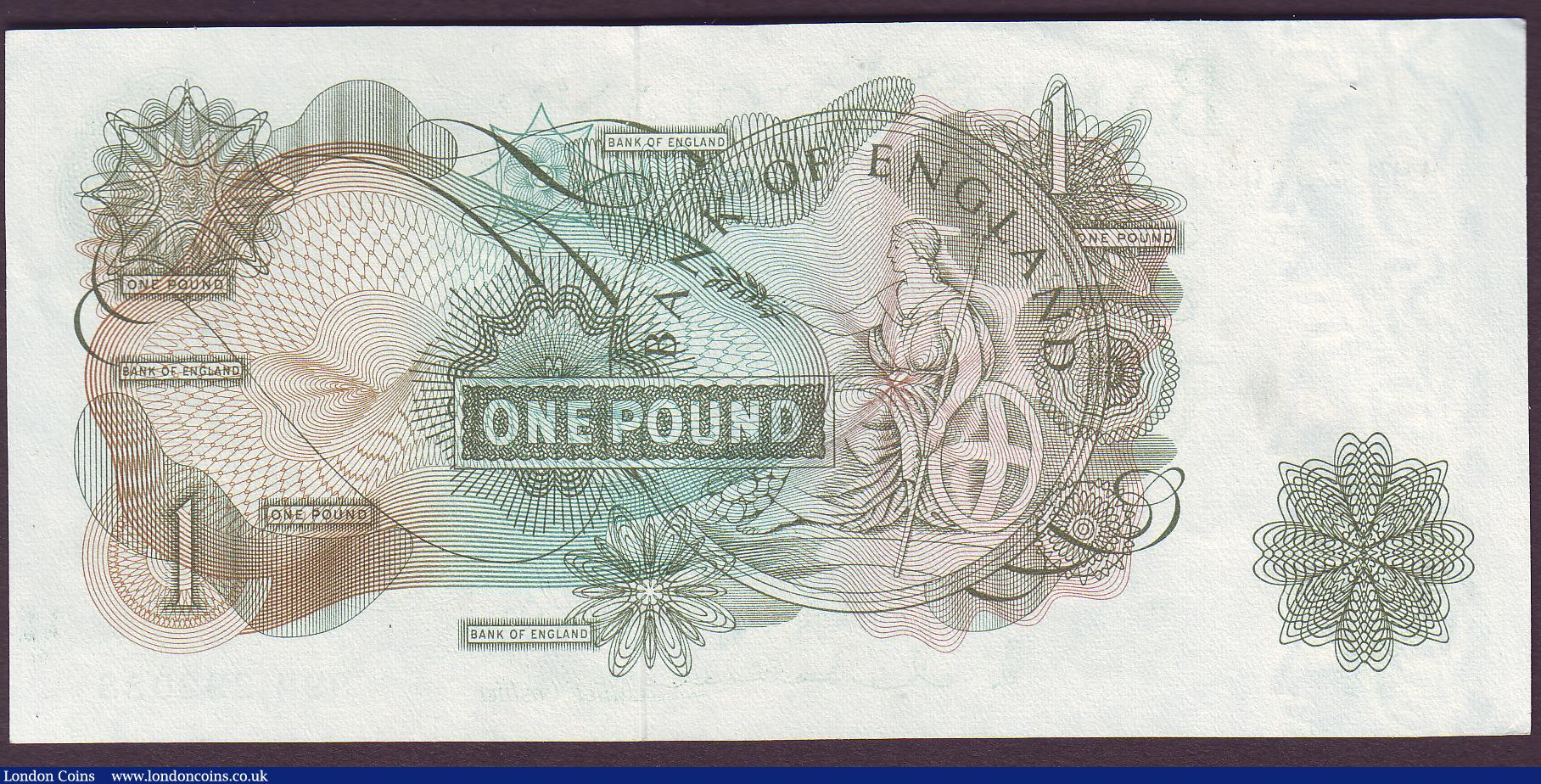 London Coins : A150 : Lot 112 : One pound Hollom B290 issued 1963 very last replacement series 99M 292038, about UNC and scarce last