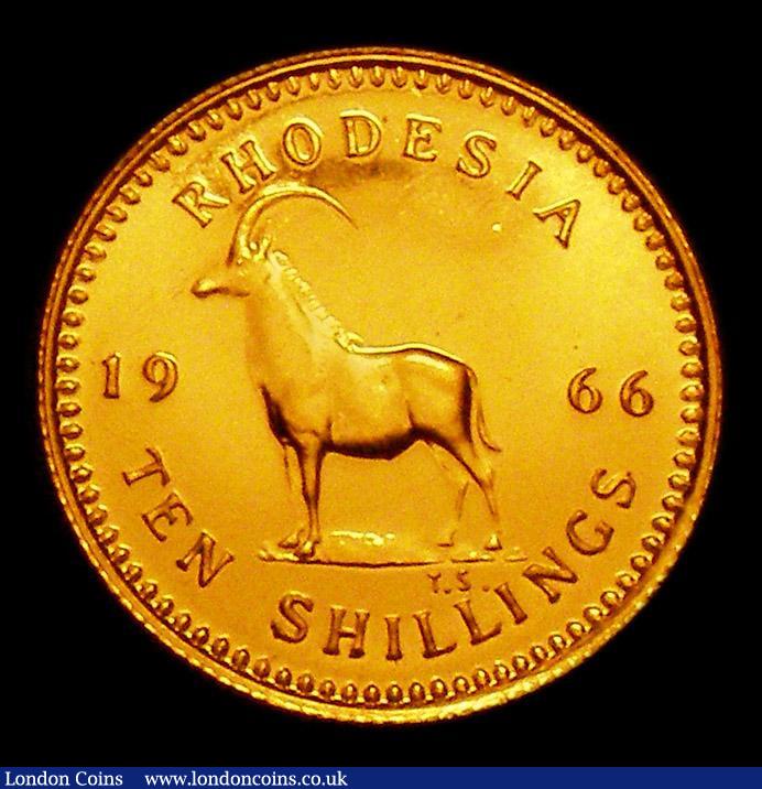 London Coins : A150 : Lot 1166 : Rhodesia Ten Shillings 1966 Gold KM#5 BU