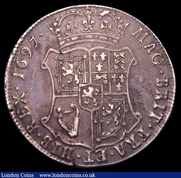 Scotland 40 Shillings 1697 NONO edge S.5682 About VF, nicely toned, with a small edge crack below the shield, rare : World Coins : Auction 150 : Lot 1195