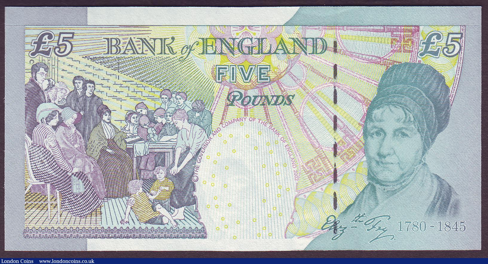 London Coins : A150 : Lot 126 : Five Pounds Lowther B395 low number 1st series HA01 000026, with an official Bank of England envelop...