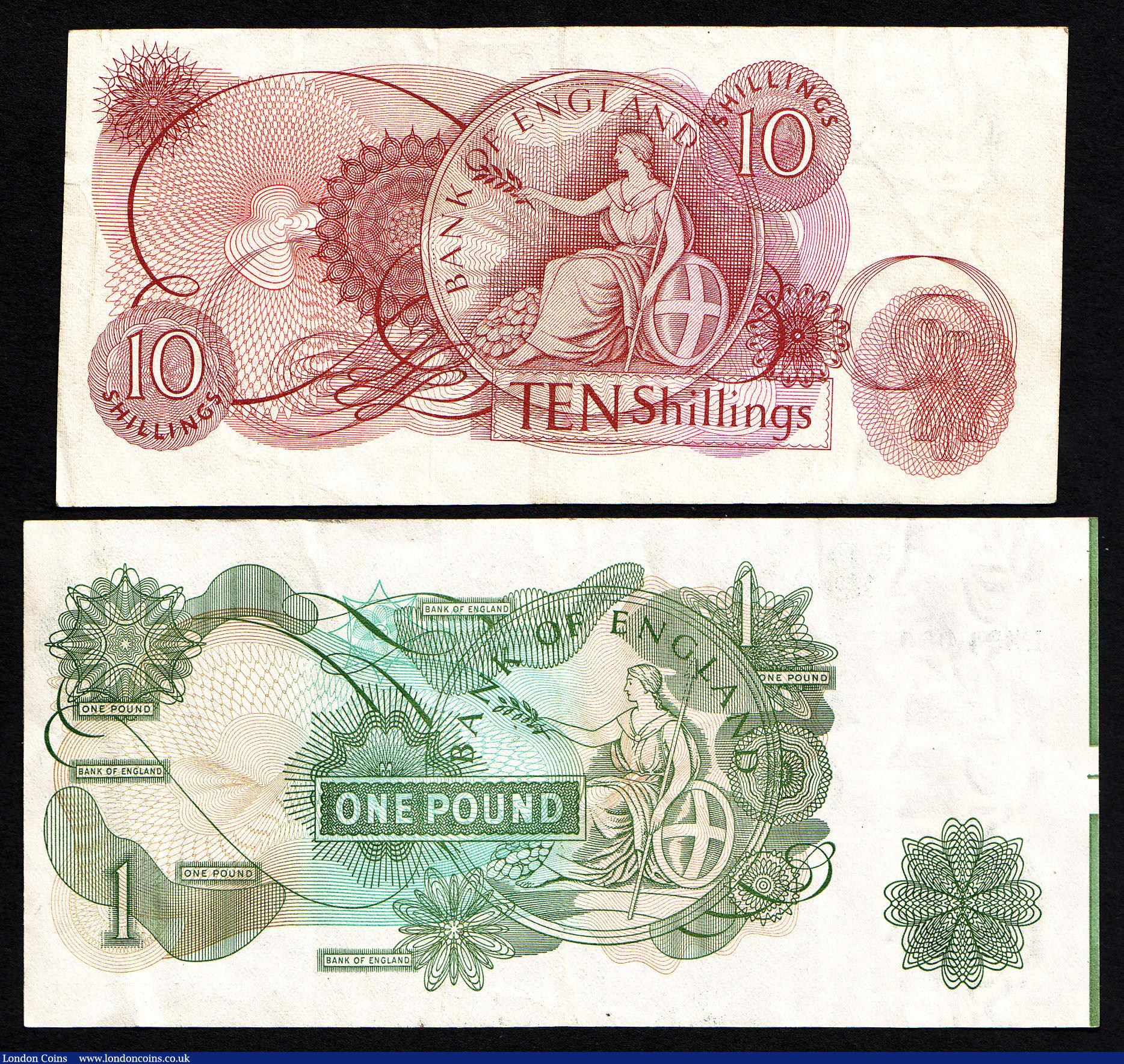 London Coins : A150 : Lot 132 : ERRORS (2) One Pound Page EX64 056458 with extra green strip to the left of the obverse and correspo...