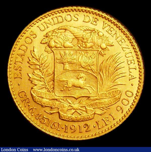 Venezuela  20 Bolivares 1912 Y#32 UNC : World Coins : Auction 150 : Lot 1350