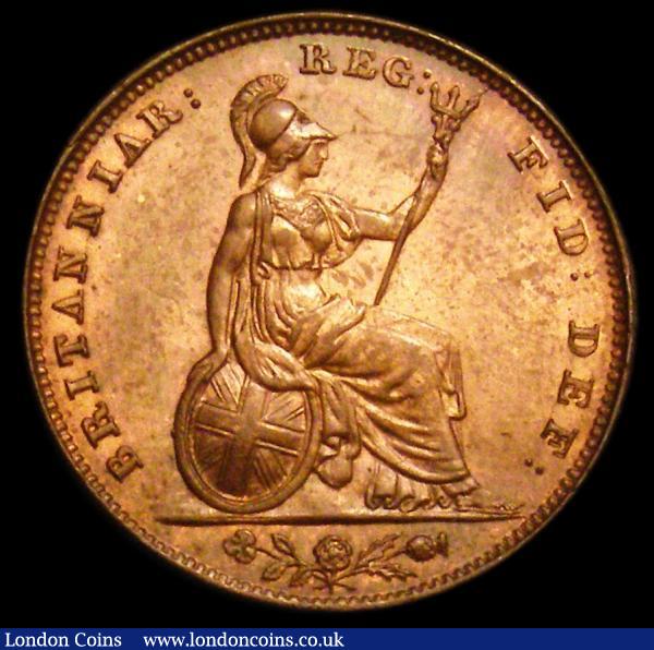 Farthing 1857 Peck 1585 UNC with 75%/30% lustre, Ex-Farthing Specialist 30/8/1979 : English Coins : Auction 150 : Lot 2108