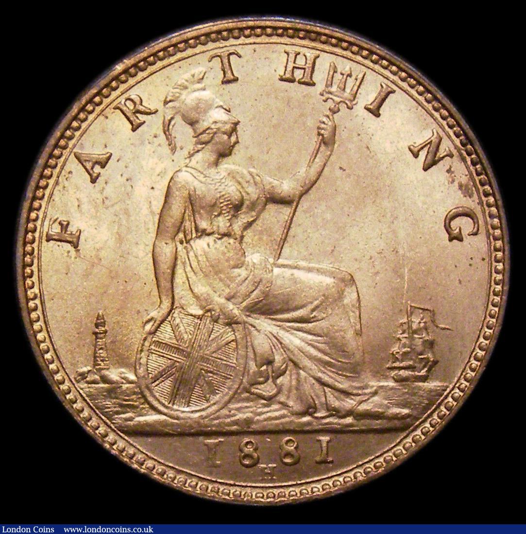 London Coins : A150 : Lot 2110 : Farthing 1881H Freeman 548 dies 7+E, Cooke type B, ABU with practically full lustre, Ex-Oxford Colle...