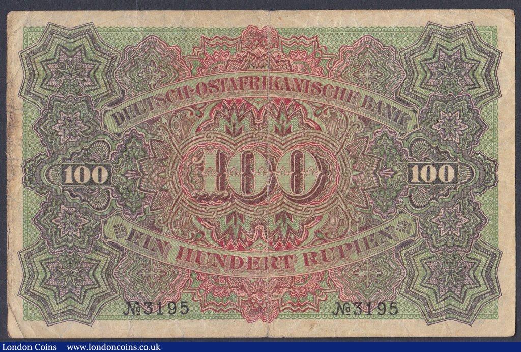 London Coins : A150 : Lot 216 : German East Africa 100 Rupien dated 1905, Kaiser Wilhelm portrait, series No.3195, Pick4a (Rosenberg...