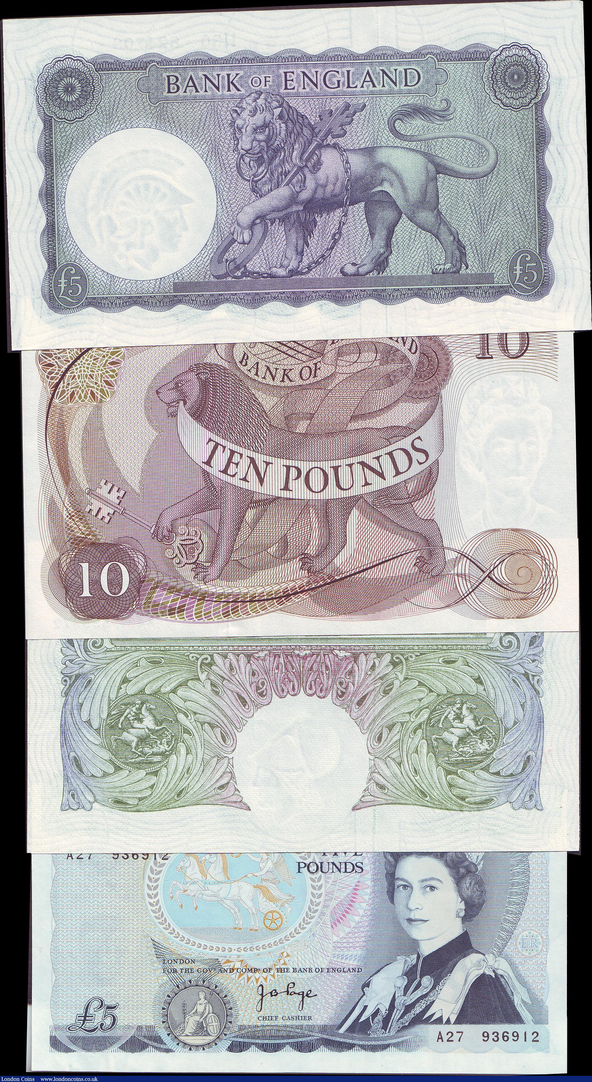 London Coins : A150 : Lot 87 : Bank of England (4) O'Brien £5 B260 1st series H30, Fforde £10 B316 series A43, Bea...