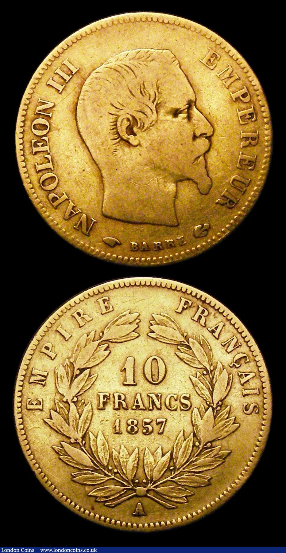 London Coins : A150 : Lot 966 : France (2) 10 Francs 1857A KM#784.3 VG/F, 1863A KM#800.1 Fine 