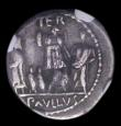 London Coins : A150 : Lot 1685 : Roman Republic Denarius L.Aem.Lep.Paullus c.62 BC Rev.Concordia with trophy between Paullus and Pers...
