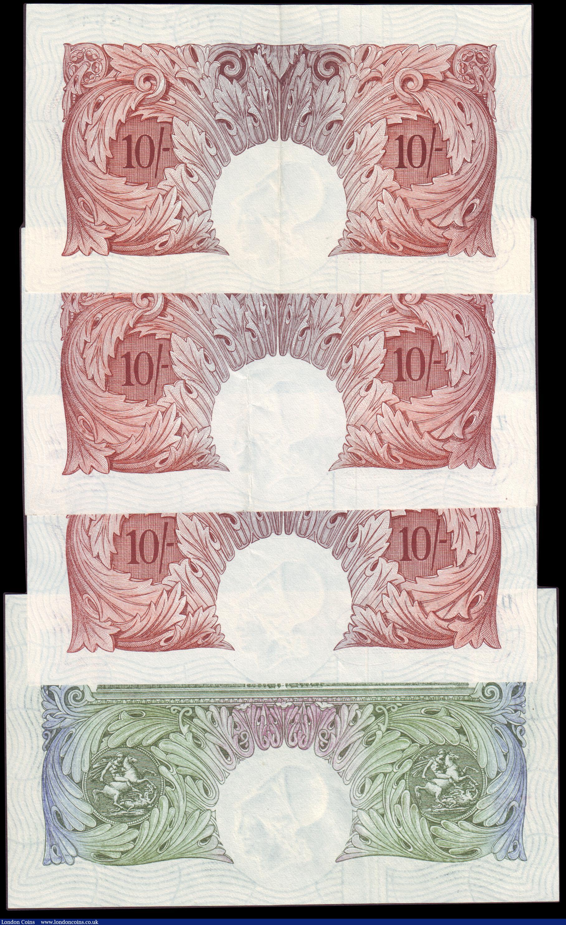 London Coins : A151 : Lot 110 : Ten shillings O'Brien B271 (3) issued 1955, series D01Y, Z90X and last series Y09X, Pick368c an...