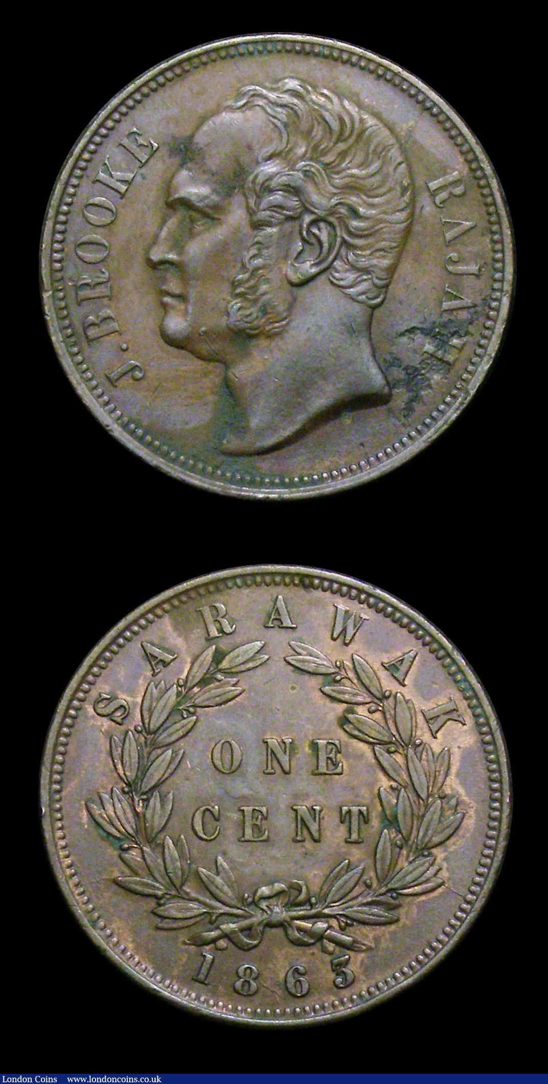 London Coins : A151 : Lot 1155 : Sarawak (2) 50 Cents 1927H KM#19 Fine, 1 Cent 1863 KM#3 VF with some corrosion and verdigris spots
