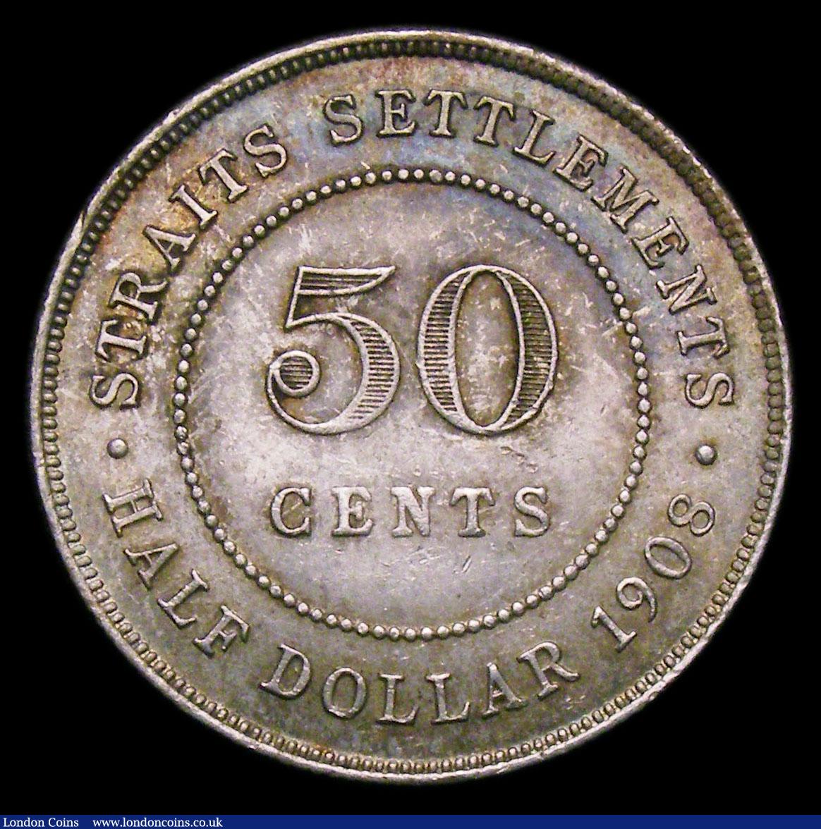 London Coins : A151 : Lot 1183 : Straits Settlements 50 Cents 1908 EF or near so with a nice tone and good eye appeal