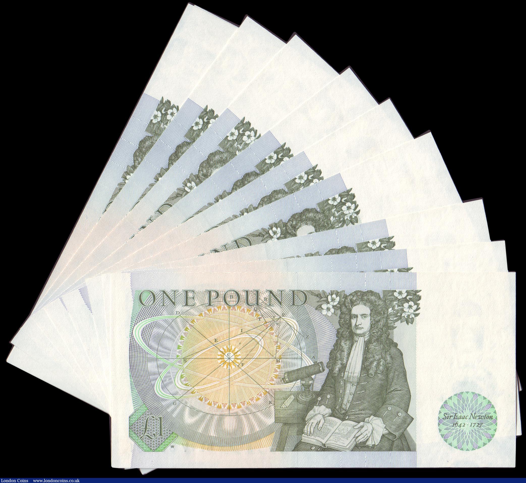 London Coins : A151 : Lot 130 : One pound Somerset B341 issued 1981 (10), a consecutively numbered run series BZ77 815882 to BZ77 81...