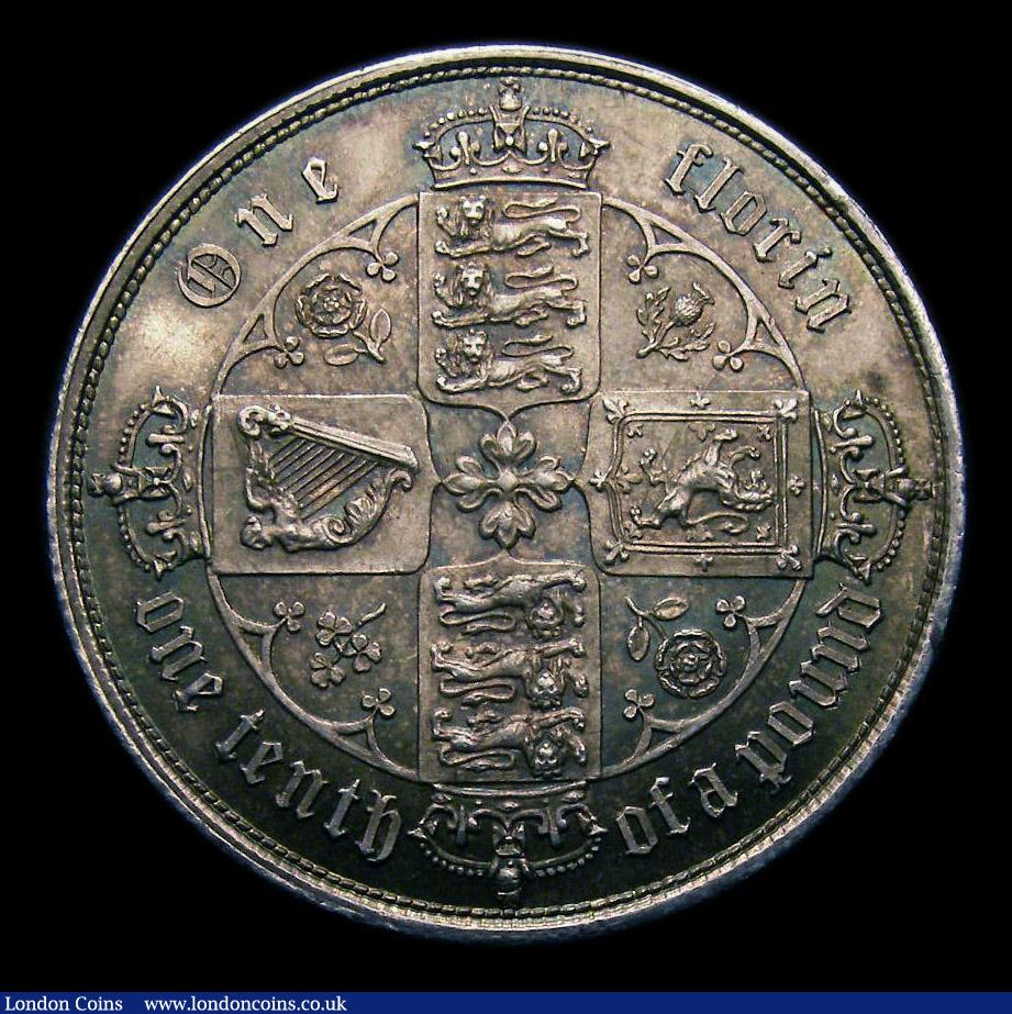 London Coins : A151 : Lot 1491 : Florin 1852 ESC 806, CGS type FL.V1.1852.01, EF and attractively toned, slabbed and graded CGS 70 