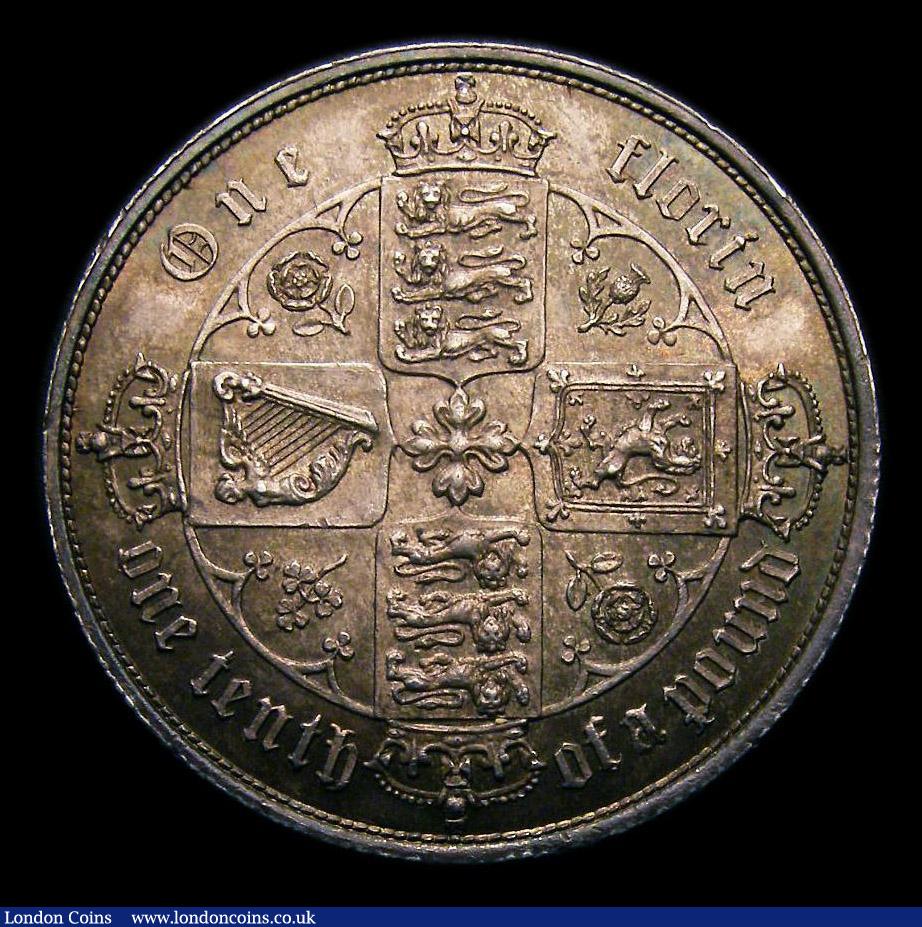 London Coins : A151 : Lot 1492 : Florin 1852 ii over I, ESC 807A, CGS type FL.V1.1852.03, EF and attractively toned, slabbed and grad...