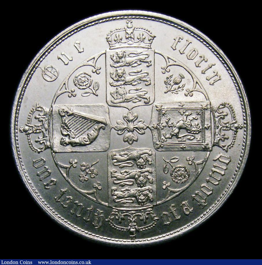 London Coins : A151 : Lot 1497 : Florin 1856 No stop after date ESC 813A, CGS type FL.V1.1856.02, EF, slabbed and graded CGS 65