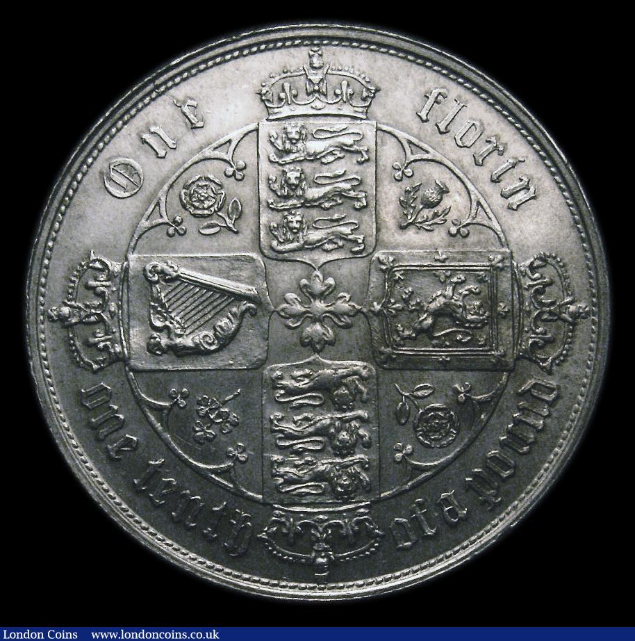 London Coins : A151 : Lot 1498 : Florin 1857 ESC 814, CGS type FL.V1.1857.01, EF, slabbed and graded CGS 65