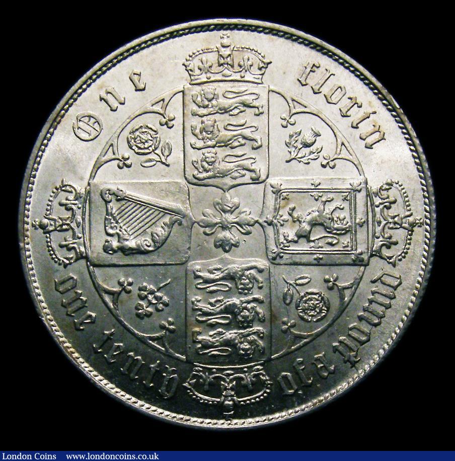 London Coins : A151 : Lot 1499 : Florin 1858 Davies 730, Dies 1A Obverse with wide ccc in date and reworked truncation at date, CGS t...