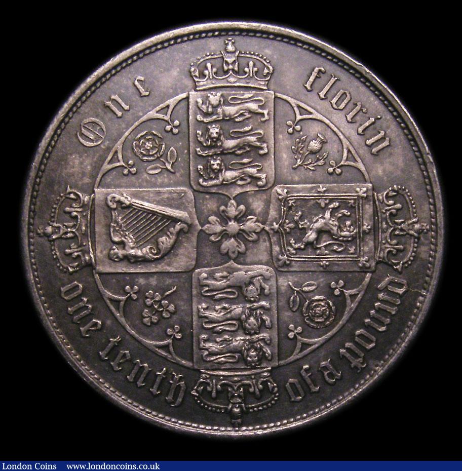 London Coins : A151 : Lot 1501 : Florin 1860 ESC 819, CGS type FL.V1.1860.01, A/UNC toned, slabbed and graded CGS 75