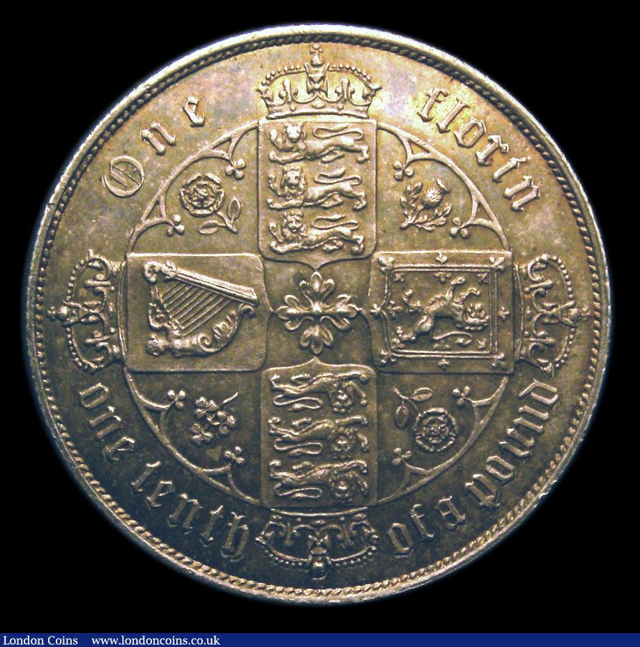 London Coins : A151 : Lot 1502 : Florin 1864 brit. (stop instead of colon) CGS variety 04, CGS type FL.V1.1864.04 Die Number 30, so f...