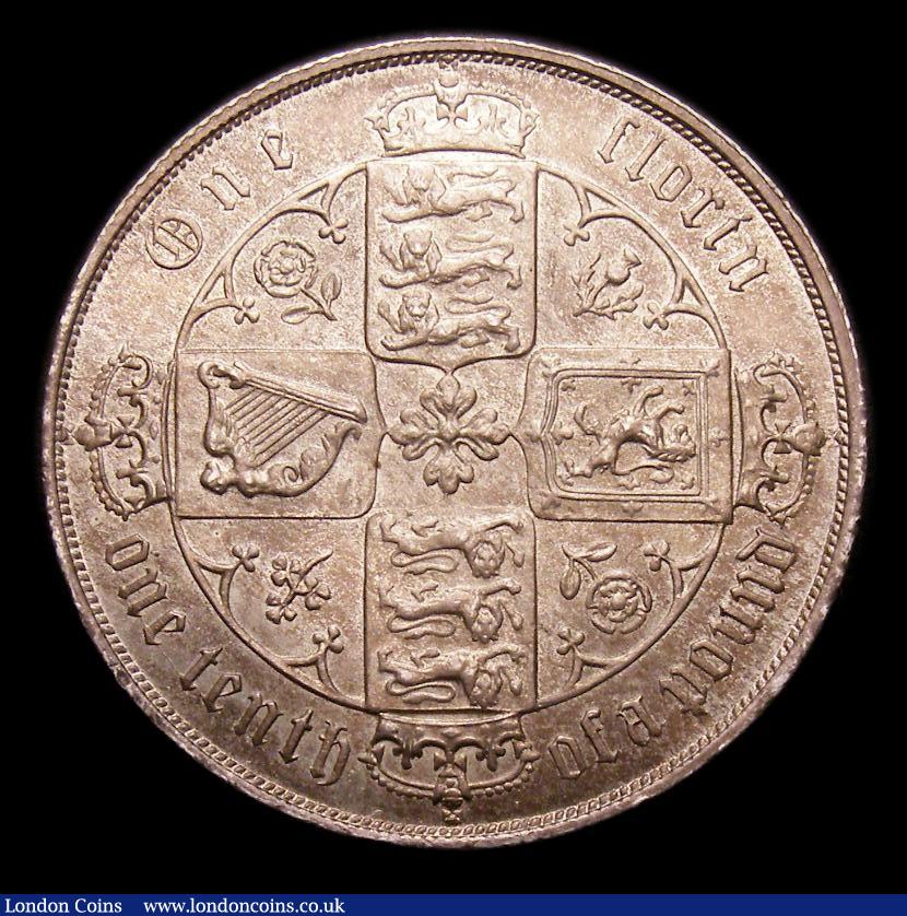 London Coins : A151 : Lot 1514 : Florin 1876 ESC 845, CGS type FL.V1.1876.01, Die Number 9, UNC and richly toned, slabbed and graded ...