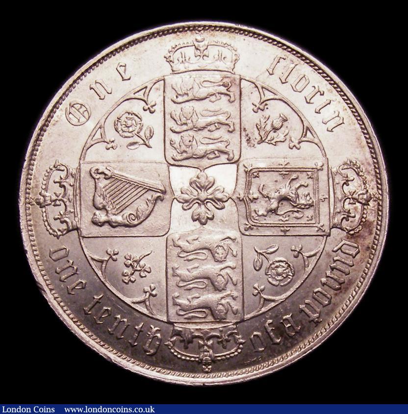 London Coins : A151 : Lot 1516 : Florin 1877 48 Arcs, with WW, ESC 846, CGS type FL.V1.1877.01, Die Number 24, A/UNC and lustrous wit...