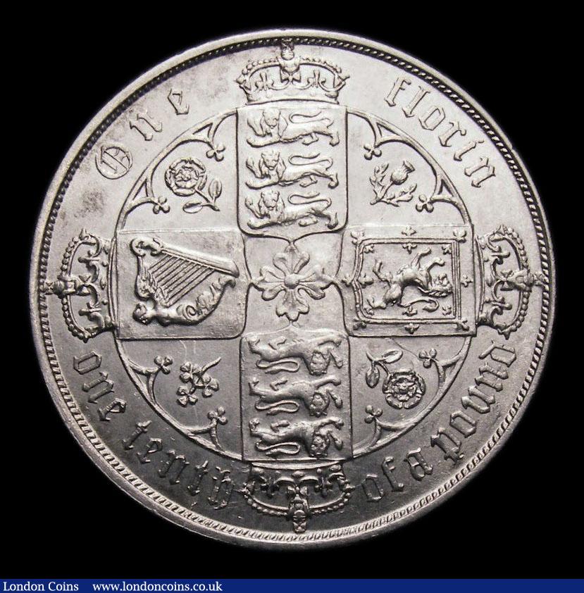 London Coins : A151 : Lot 1521 : Florin 1880 Davies 771, dies 7B, CGS type FL.V1.1880.01, GEF with some contact marks, slabbed and gr...