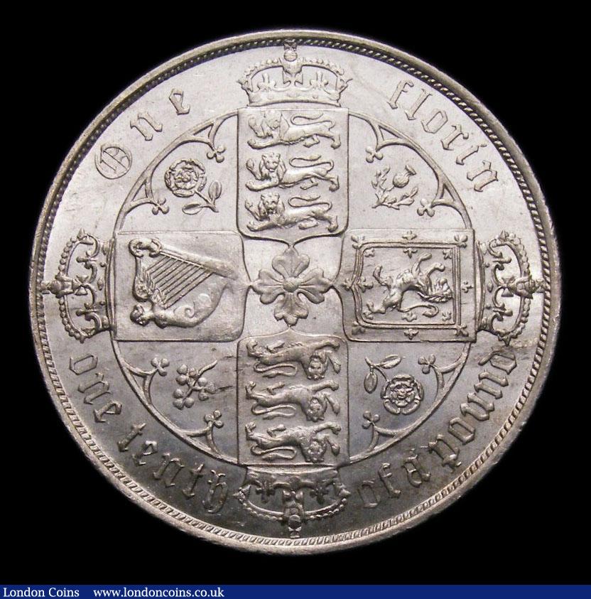 London Coins : A151 : Lot 1522 : Florin 1881 ESC 856, CGS type FL.V1.1856.01, GEF and lustrous with some light contact marks, slabbed...