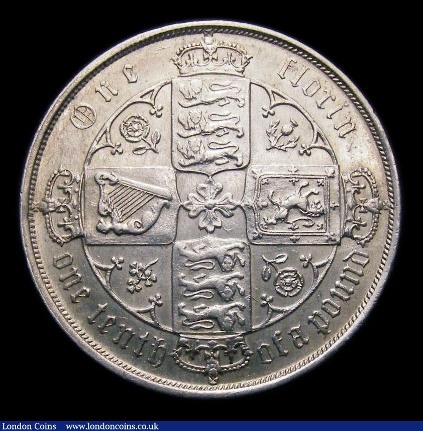 London Coins : A151 : Lot 1524 : Florin 1883 ESC 859, CGS type FL.V1.1883.01, EF, the obverse with some small spots, slabbed and grad...