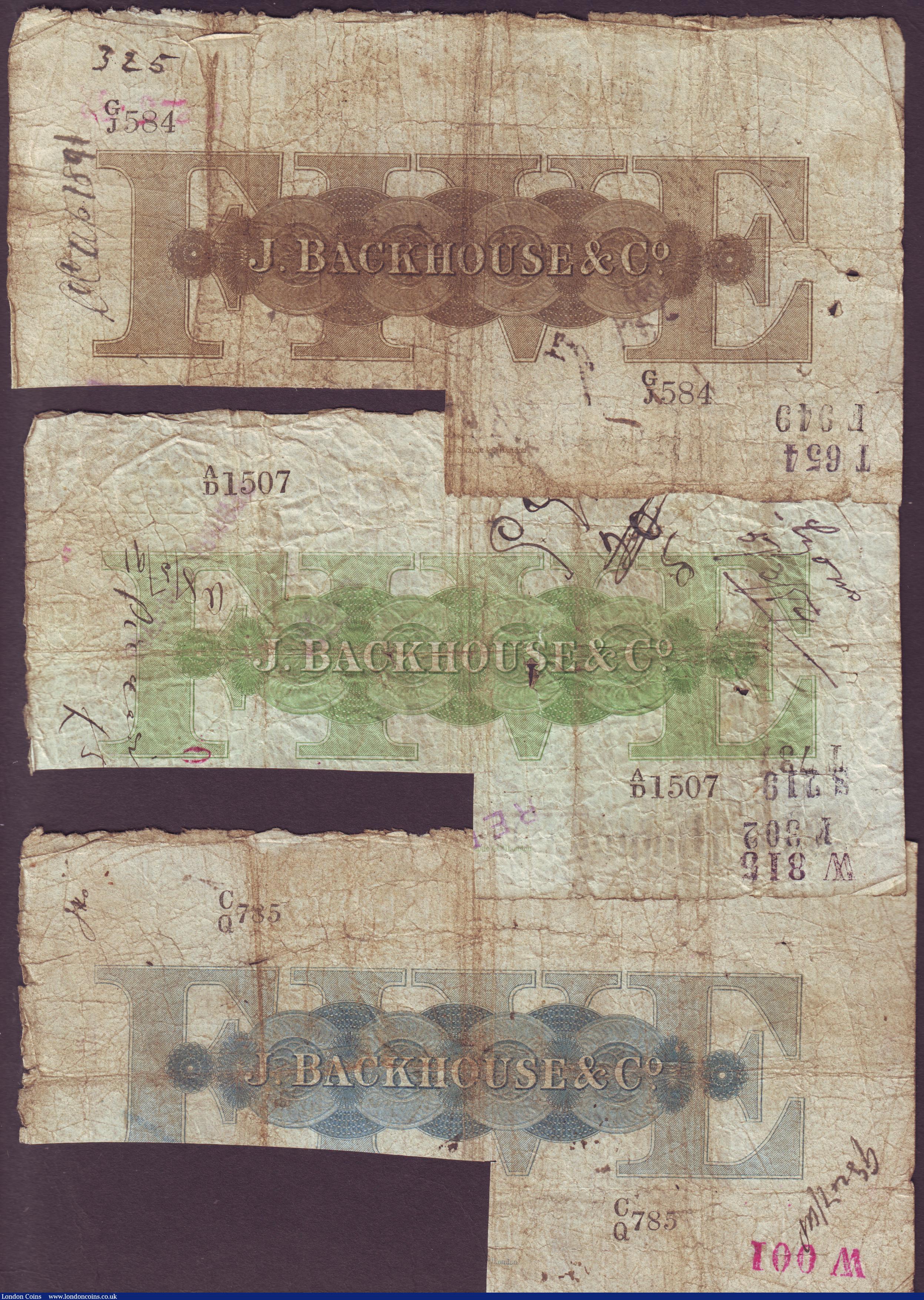 London Coins : A151 : Lot 153 : Durham Bank £5 dated 10th May 1886 for Jonathan Backhouse & Co. Grant 1071, Signature cut ...