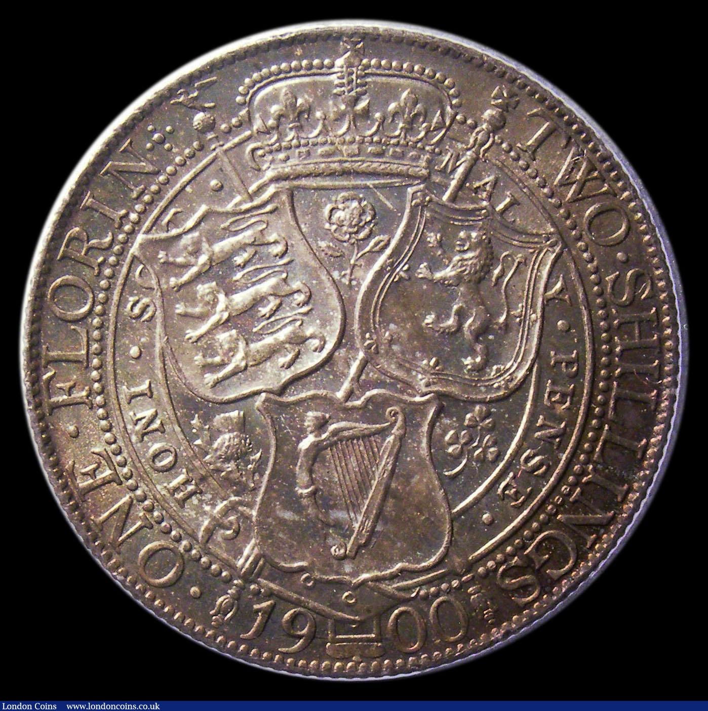 London Coins : A151 : Lot 1545 : Florin 1900 ESC 884, CGS type FL.V1.1900.01, Choice UNC with a rich and colourful tone, slabbed and ...