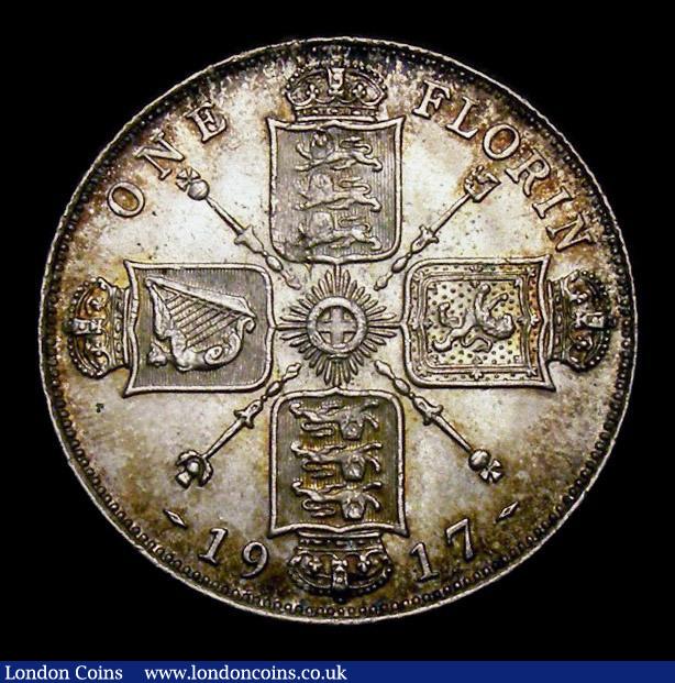 London Coins : A151 : Lot 1559 : Florin 1917 ESC 936, CGS type FL.G5.1917.01, UNC and attractively toned, slabbed and graded CGS 80, ...